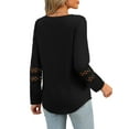 thumbnail image 4 of UVN Fall Blouses for Women Long Sleeve V Neck Tunic Tops Casual Hollow Out Curved Hem Dressy Shirts, 4 of 8
