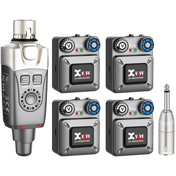 Xvive U4R4 In Ear Monitor Wireless System Set with 4 Receiver and 1 Transmitter