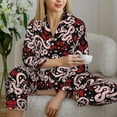 thumbnail image 6 of Picia Snake And Rose Pattern Women’s Long-Sleeve Sleepwear Set - Soft 2-Piece Loungewear with Pockets, Comfy PJs for Relaxing Nights-Medium, 6 of 7
