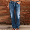 thumbnail image 2 of High Waisted Jeans for Women, Audhol Women High Waisted Jeans Loose Trendy Stretchy Straight Leg Plus Size Distressed Denim Pants with Pockets Baggy Jeans for Women Dark Blue M, 2 of 6
