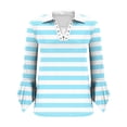 thumbnail image 6 of Fesfesfes Women's Comfortable Blouse Practical Elegant Three-quarters sleeve Button Decoration Lape Tops Fashionable for Casual Daily Wear(Light Blue,M), 6 of 6