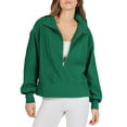 thumbnail image 3 of Biekopu Women's Loose Pullover, Solid Color Lapel Long Sleeve Half Zip Cropped Sweatshirt Clothes, 3 of 9