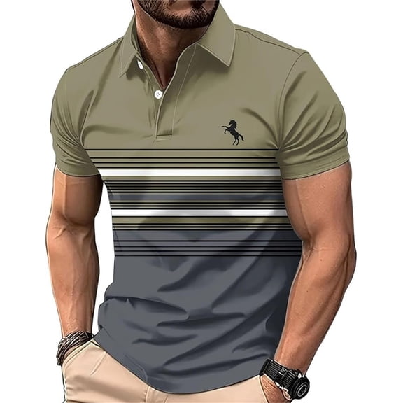 Men's Polo Shirts Short Sleeve Casual Polo T Shirt Color Block Slim Fit Golf Shirts with Pocket
