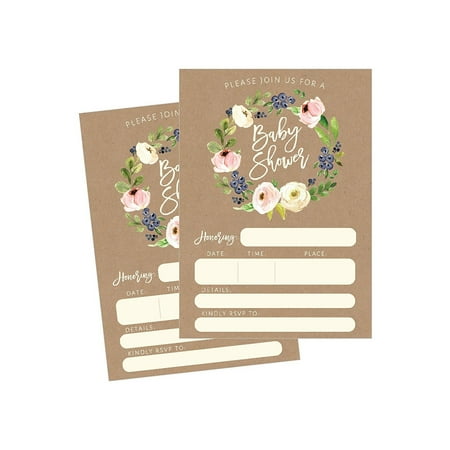 50 Fill In Kraft Baby Shower Invitations Baby Shower Invitations 50 Fill In Kraft Baby Shower Invitations Baby Shower Invitations