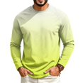 thumbnail image 3 of OIOLOYJM Mens T Shirts Casual Cotton Long-Sleeve Crew Neck Gradient Hiking Sport Tee Shirts Basic Quick Dry Sport Clothes Yellow 3XL, 3 of 5