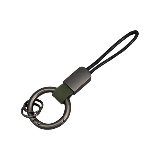 Llavero con aros, regalo para llavero de coche, llavero con cuerda y correa para adultos. De color verde oscuro