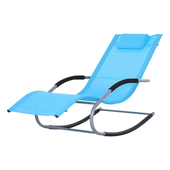 Zero Gravity Rocking Chair Outdoor Lounge Recliner - Patio Chaise - Light Blue