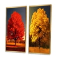 thumbnail image 3 of Designart "Yellow Countryside Beauty of a Magnificent Tree" Landscape Trees Framed Wall Art Set Of 2 - Traditional Red Framed Canvas Set For Living Room Decor, 3 of 6