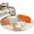 thumbnail image 2 of Burnt Orange Round Area Rug 3.3 FT, Non Slip Small Entryway Kitchen Mat, Modern Geometric Grey Oil Painting Abstract Washable Soft Circular Rug Non-Shedding Door Mat for Bathroom Playroom Kids Room, 2 of 9