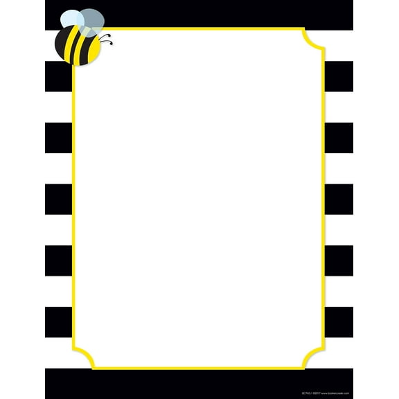 Barker Creek Designer Computer Paper, Wide Stripes with Bee, 8.5" x 11", Printer Paper, 50 Sheets Per Pack