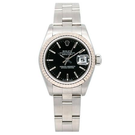 Pre-Owned Rolex Lady-Datejust 79174 26MM Black Dial With Stainless Steel Bracelet