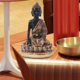 thumbnail image 5 of Estatua de Buda sentado, figura de meditación hecha de resina, escultura de Buda, decoración de mesa para estudio, fiestas, decoración de cumpleaños, 5 of 7