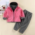 thumbnail image 2 of Darzheoy Children Outfits Solid Color Hoodie Loose Thickened Plush Coats Tops Fall Winter Printed 2 Piece Round Neck Elastic Waist Pants Sets ,Size 3-8 Years, 2 of 6