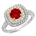 thumbnail image 2 of 1.615 ct Round Cut Natural Garnet Halo Engagement Ring for Women in 18K White/Yellow Gold, 2 of 2