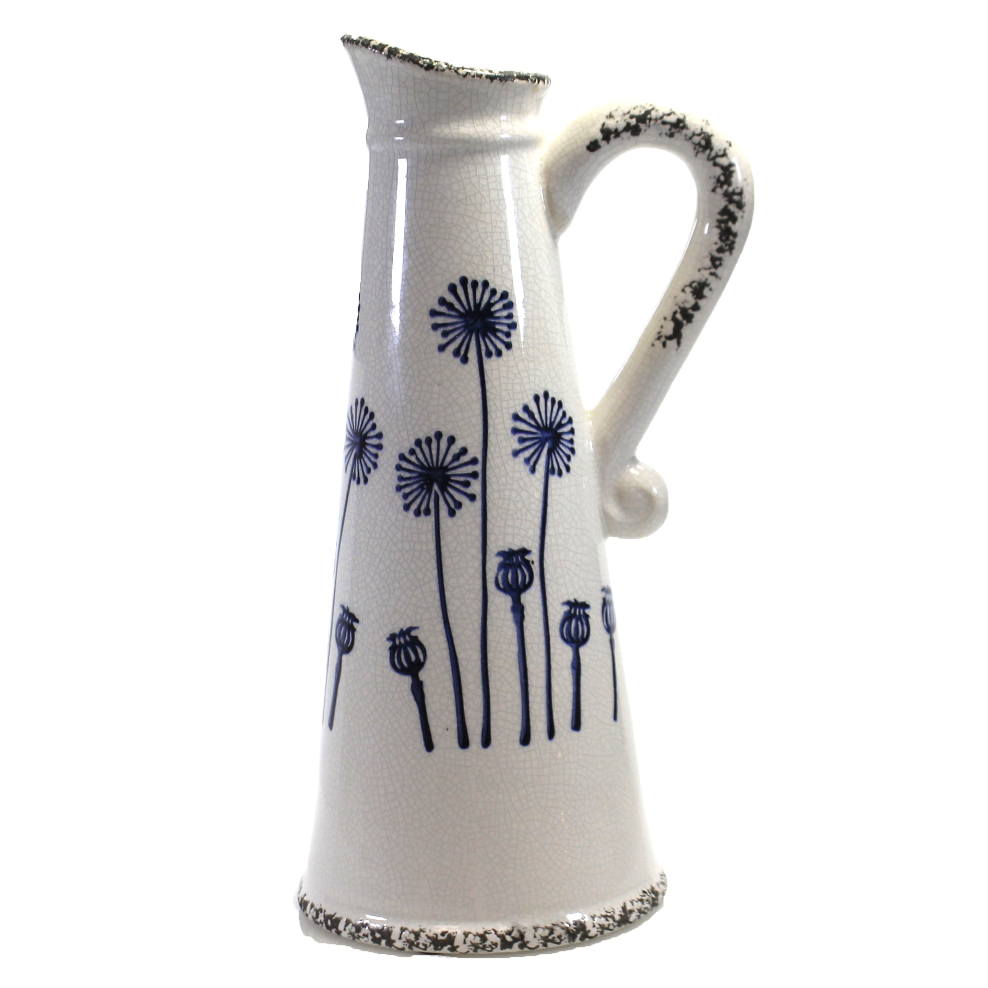 Home Decor Field Flower Vase Pitcher Rustic Vintage Blue Flowers Er69802