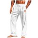thumbnail image 2 of Pantalones casuales de longitud completa para hombre, color sólido, bolsillo, cintura elástica, rectos, de poliéster., 2 of 7