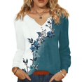 thumbnail image 1 of Women's 2025 Fall Pleated V-Neck Blouse Maple Leaf Season Versatility Ice Rink To Office Transition Button Down Shirt Loose Fit Casual Top Long Sleeve Breathable Poly-Cotton Beige XL, 1 of 6