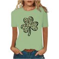 thumbnail image 1 of Pompotops Blouse Décontractée pour Femmes Imprimée pour la Saint-Patrick à Manches Courtes et Col Rond, 1 of 5