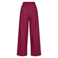 thumbnail image 6 of Htigea Clearance Women's Plus Size Wide Leg Pants Elastic Waist Casual Pants Summer Loose Fit Sweatpants with Pockets Drawstring Clearance Sale Wine 5XL, 6 of 7