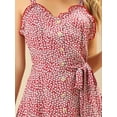 thumbnail image 2 of Allegra K Vestido Floral Correa De Espagueti Sin Mangas Cintura De Lazo Espalda Fruncida Dobladillo Con Volantes Para Mujeres Rojo XL Unique Bargains atada a la cintura, 2 of 6