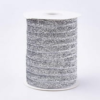 1 Roll Glitter Sparkle Ribbon Silver Polyester & Nylon Ribbon 3/8 inch(9.5~10mm)