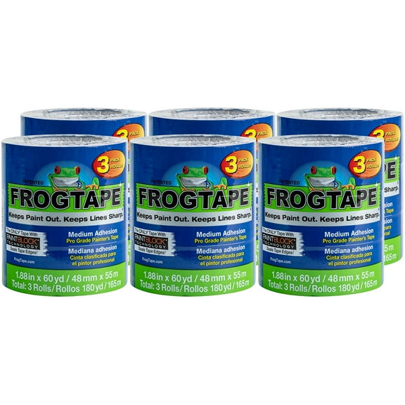 6-Pack of 1.88" x 60 yds Shurtape 14957 FrogTape Blue Pro Grade Painter's Tape, 3-Pack