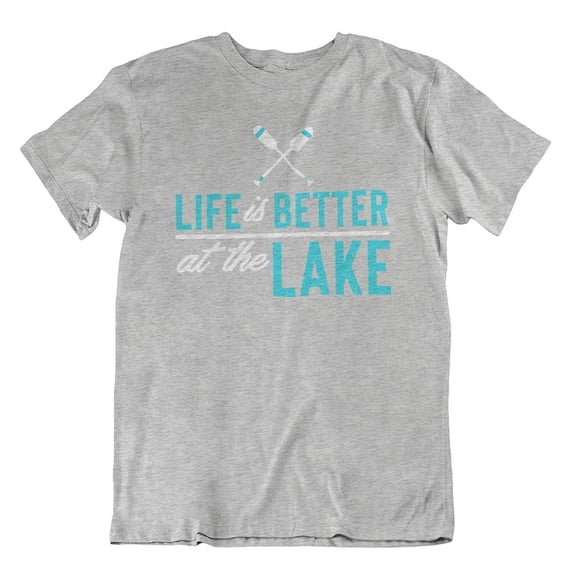 Make Your Mark Design Life is Better at The Lake Distressed Boat Oars T-Shirt Clothing for Men & Women Light Grey