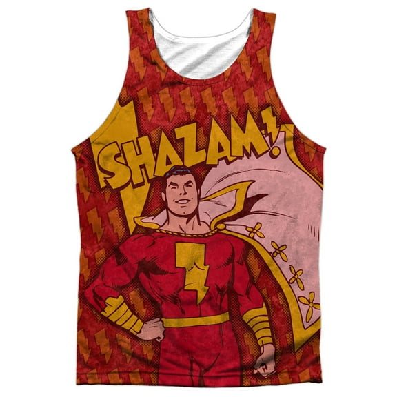 Dc Shazam Bolts Mens Sublimation Polyester Tank Top Shirt (White, )