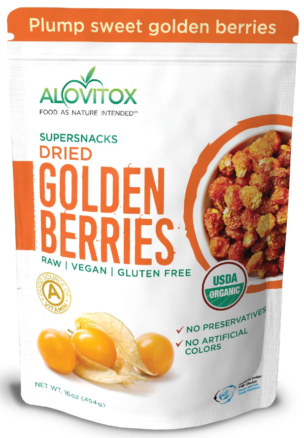 Alovitox Sun Dried Golden BerriesRaw, Fresh & USDA Organic Gluten