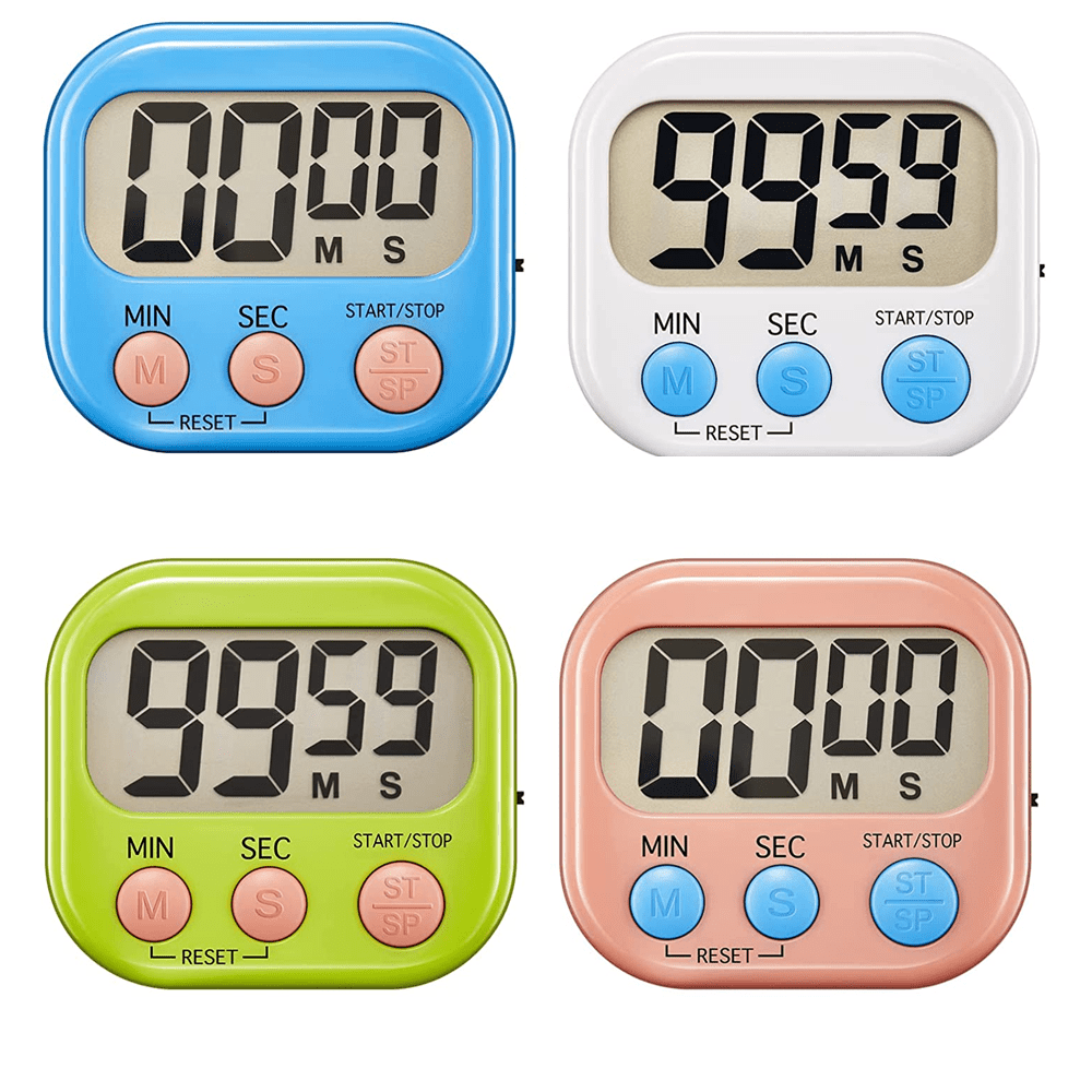  6 Pack Digital Kitchen Timer for Teacher Classroom Small Timers  for Kids Magnetic Back Stand ON/Off Switch White and Blue : Home & Kitchen