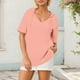 thumbnail image 4 of Sudadera con capucha de manga corta de punto de verano de color liso para mujer: cuello en V, capucha con cordón y tejido ligero para uso informal., 4 of 6