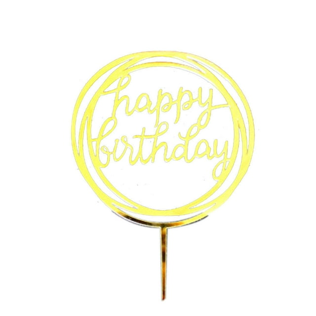 Round Happy Birthday Letter Cake Stick Handmade Cake Topper Acrylic DIY Cupcake Cake Smash Candle Party Handmade Stick