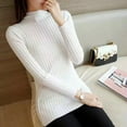 thumbnail image 1 of Pull à Col Roulé Slim à Manches Longues pour Femmes Pull Tops Vert, 1 of 5