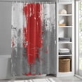 thumbnail image 5 of Abstract Art Shower Curtain, 36" x 72", Red Grey Wall Mottled Texture Minimalist Modern Waterproof Bathroom Curtain Washable Shower Curtain Set with 12 Hooks, 5 of 8