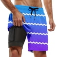thumbnail image 1 of Men's Casual Beach Sports Plus Size Fashion Gradient Striped Double Layer Beach Pants, Compression Lined, 1 of 4