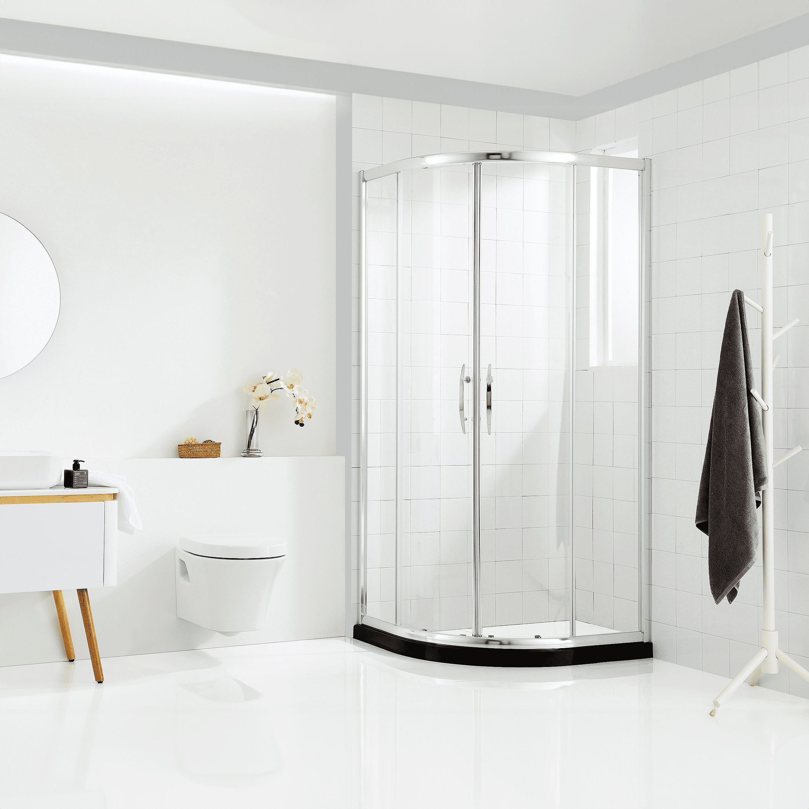 Dreamwerks 36 in. W x 79 in. H Framed Sliding Shower Enclosure with  Clear Glass in Chrome