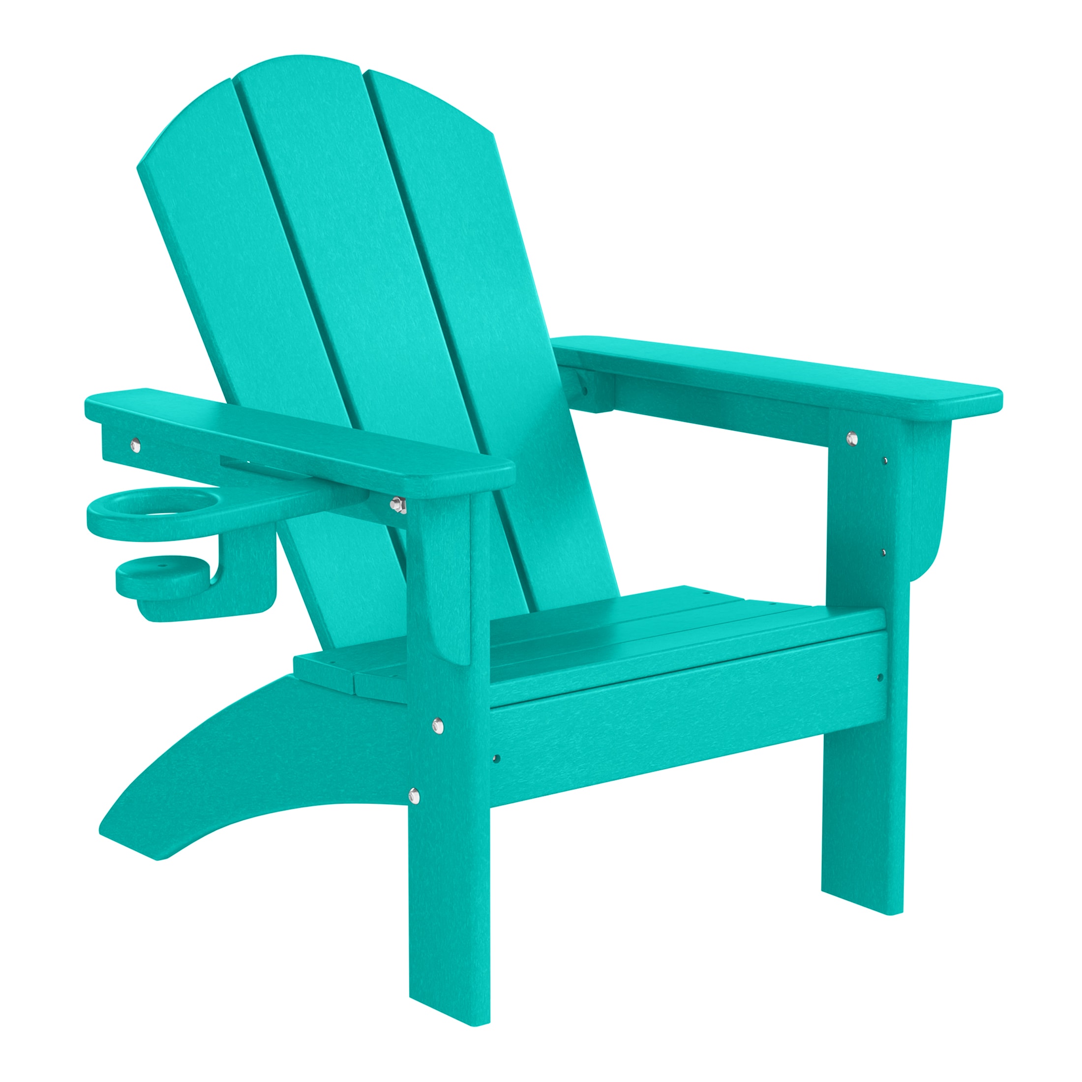 WestinTrends Malibu 3-Piece Kids HDPE Adirondack Chairs Set with Square Side Table and Cup Holders, Turquoise