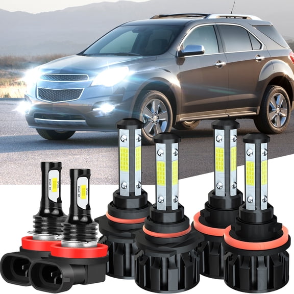 For Chevy Equinox 2010-2017 Quayub 4Sides 6X LED Headlight High Low Beam Bulbs Fog Light Kits 6pcs 6000K