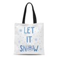 thumbnail image 1 of NUDECOR Canvas Tote Bag Typographic Text Let It Snow Snowflakes and Cute Funny Reusable Shoulder Grocery Shopping Bags Handbag, 1 of 1