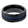 thumbnail image 2 of P. Manoukian Tungsten Wedding Band Ring 10mm for Men Women Black Blue Center Line Beveled Edge Brushed Lifetime Guarantee Size 15, 2 of 4