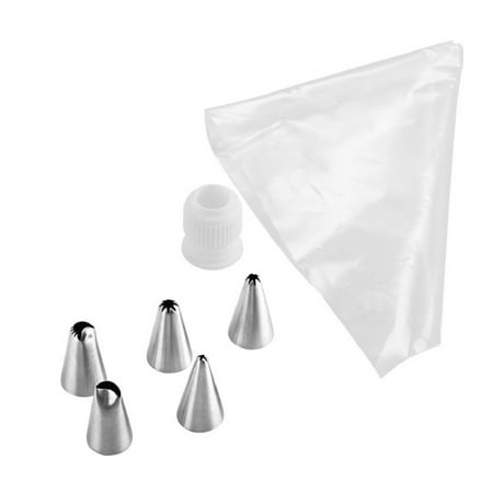 

6x Piping Decorating Tips Nozzles Set with Coupler Pastry Bag Baking Accessories