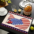 thumbnail image 2 of Zhourta 4th of July Table Mats 17.7x11.8Inch Patriotic Independence Day Kitchen Dining Decor Washable Oil Resistant Linen Placemats for Party, 2 of 6