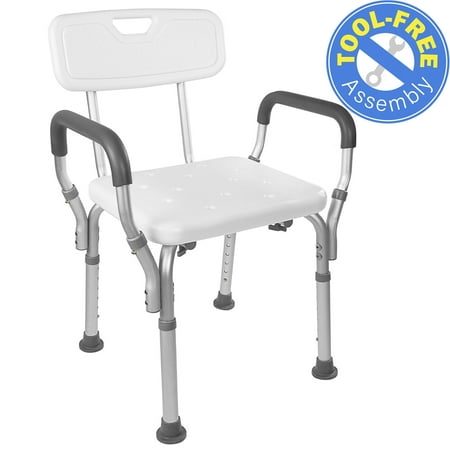 Vaunn Medical Tool-Free Assembly Spa Bathtub Shower Lift Chair  Portable Bath Seat  Adjustable Shower Bench  White Bathtub Lift Chair with Arms