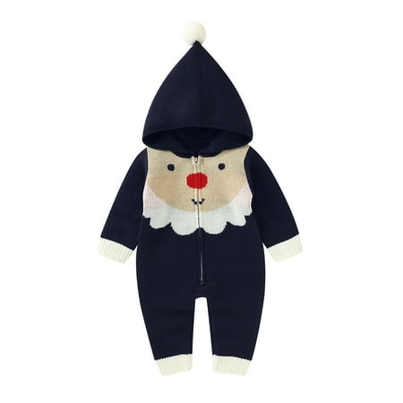 

AvoDovA Baby Boys Girls Jumpsuit Hoodie RomperLong Sleeve Solid Knitted Outfits Unisex Baby Clothes 6-12 Months