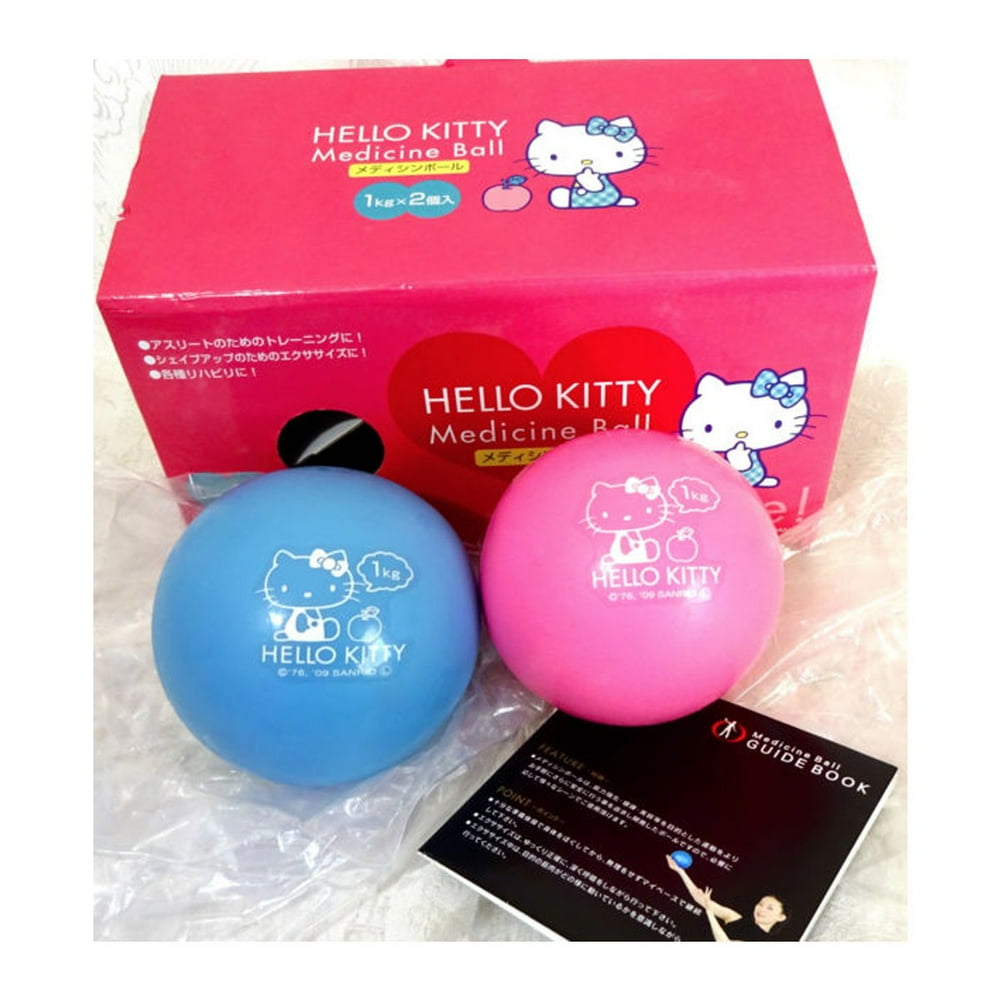 Japanese Hello Kitty Medicine Balls Set 1 Kg / 2.3 LB Blue & Pink 4" D