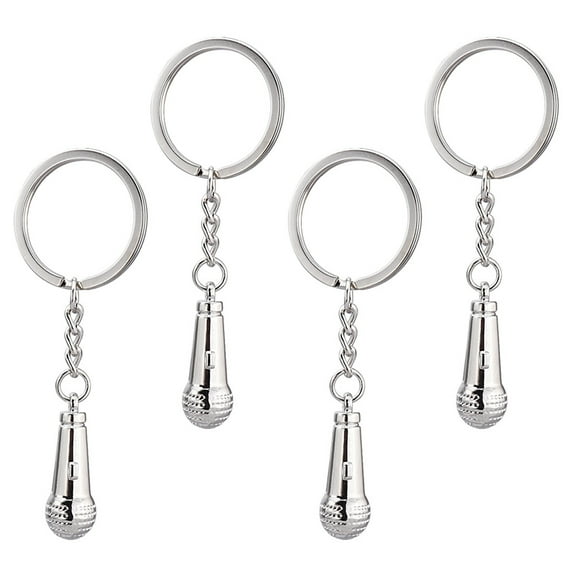 4Pcs Creative Microphone Keychain Small Key Ring Practical Key Holder