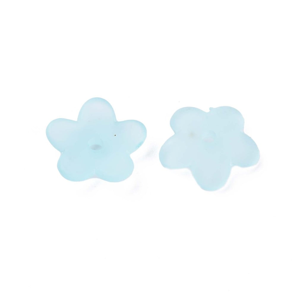 500g Transparent Acrylic Beads Frosted Flower Cyan 12.5x13x2.5mm Hole: 1.8mm about 2439pcs/500g