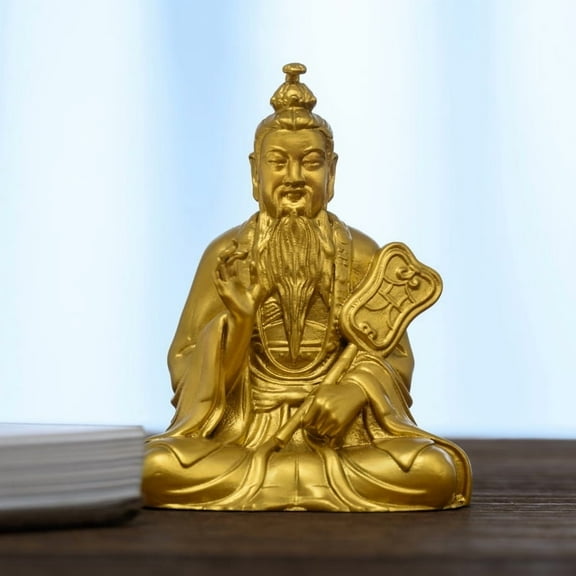 Golden Taishang Laojun Deity Statue – Radiant Symbol of Longevity & Prosperity, Spiritual Decor for Home, Office & Gifts