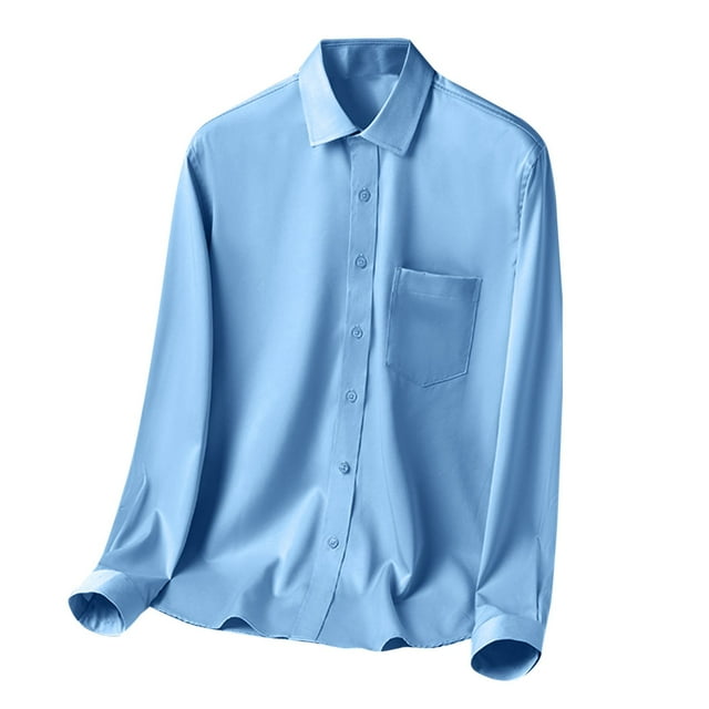 Men's Solid Color Long Sleeve Casual Business Shirt - Non Ironing Overalls