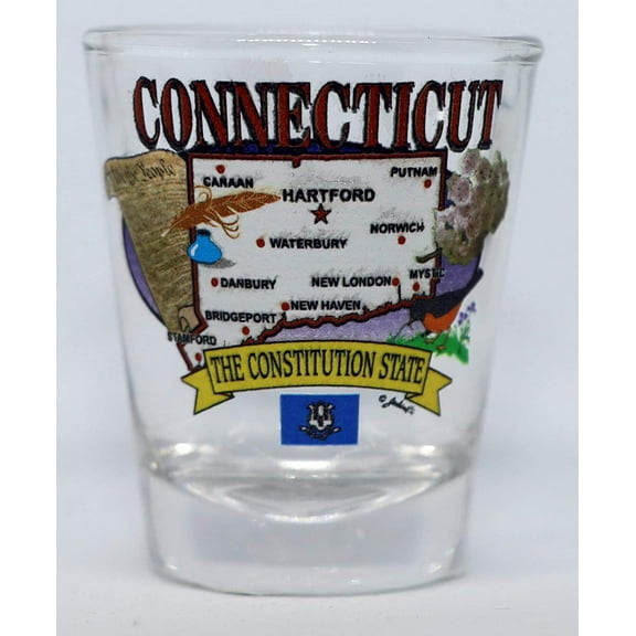 Connecticut State Elements Map Shot Glass